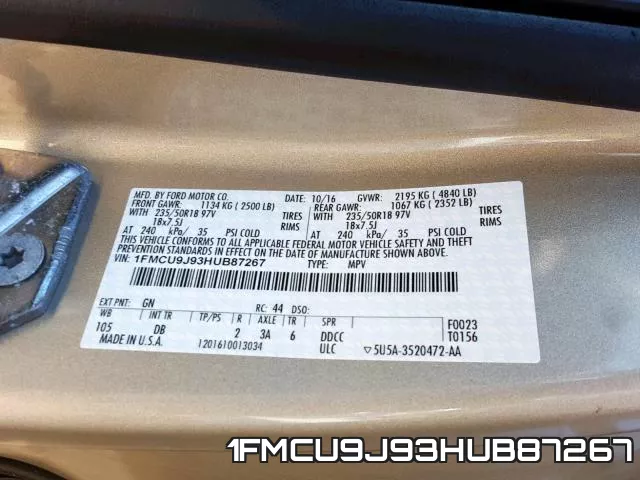 1FMCU9J93HUB87267 фото 2