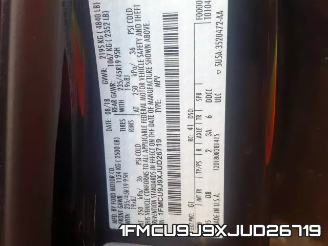 1FMCU9J9XJUD26719 фото 2