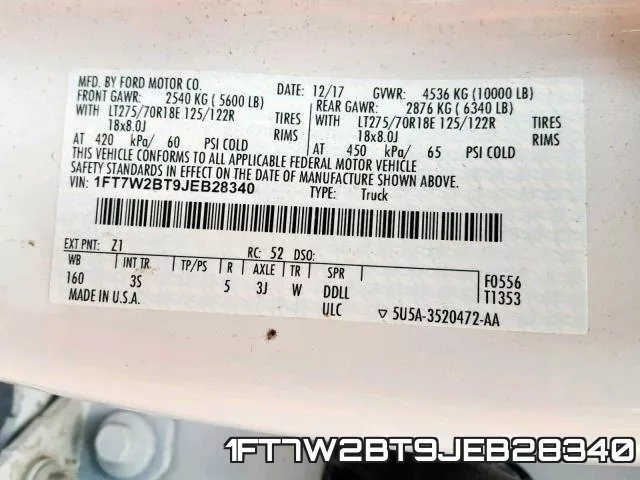 1FT7W2BT9JEB28340 фото 2