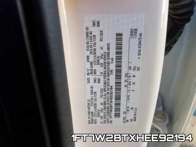 1FT7W2BTXHEE92194 фото 2
