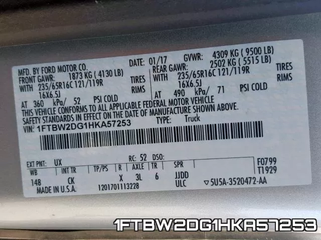 1FTBW2DG1HKA57253 фото 2