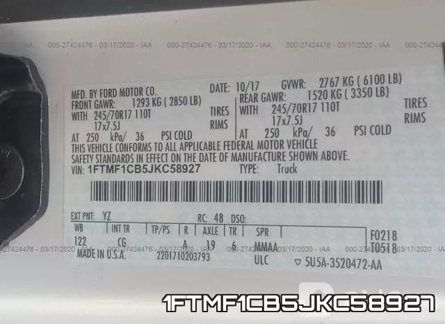 1FTMF1CB5JKC58927 фото 10