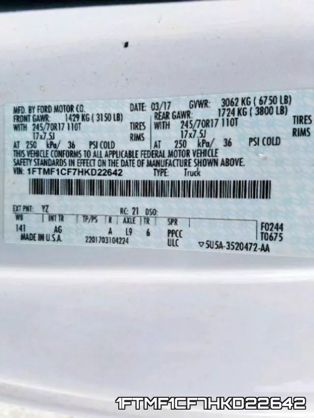 1FTMF1CF7HKD22642 фото 2