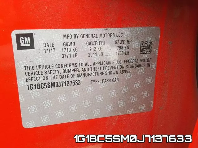 1G1BC5SM0J7137633 фото 2