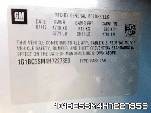 1G1BC5SM4H7227359 фото 2