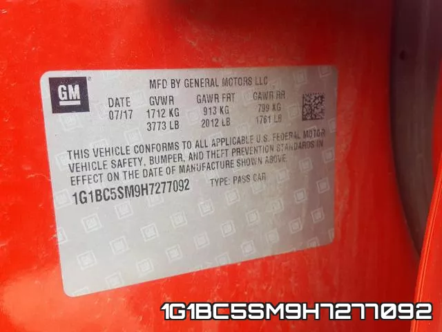 1G1BC5SM9H7277092 фото 2