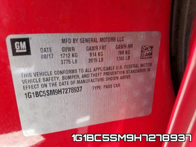 1G1BC5SM9H7278937 фото 2