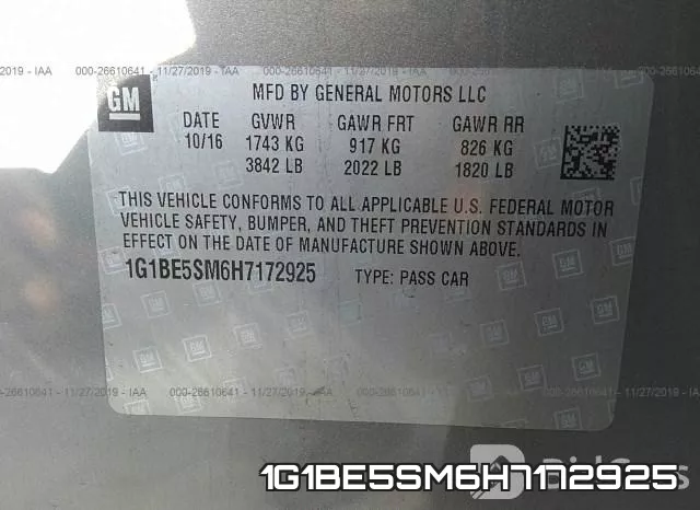 1G1BE5SM6H7172925 фото 10