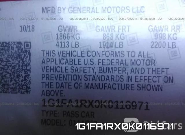 1G1FA1RX0K0116971 фото 10