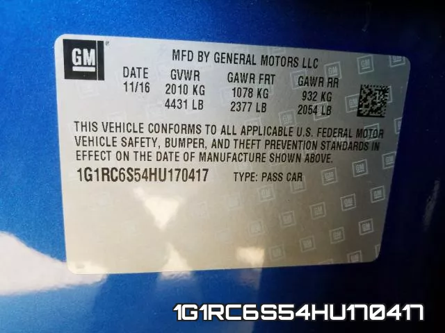 1G1RC6S54HU170417 фото 2