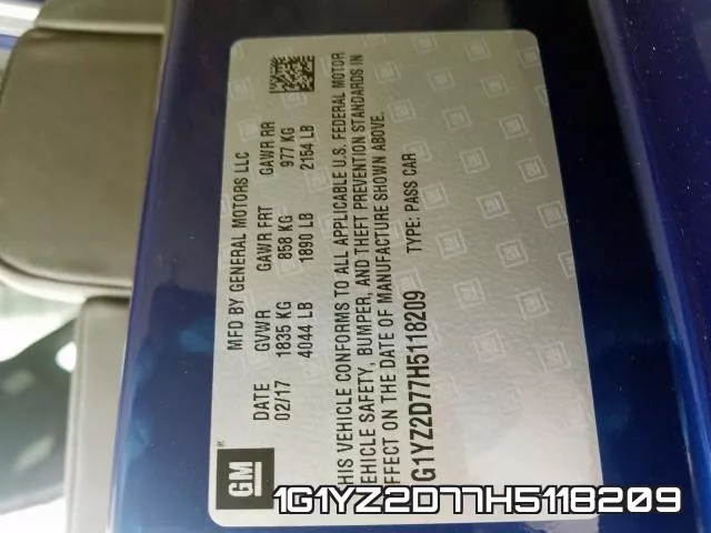 1G1YZ2D77H5118209 фото 2