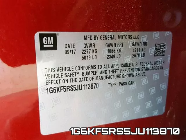 1G6KF5RS5JU113870 фото 2