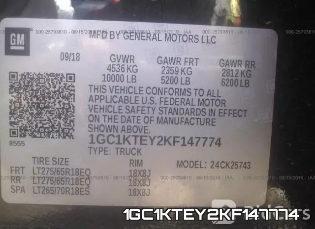 1GC1KTEY2KF147774 фото 10
