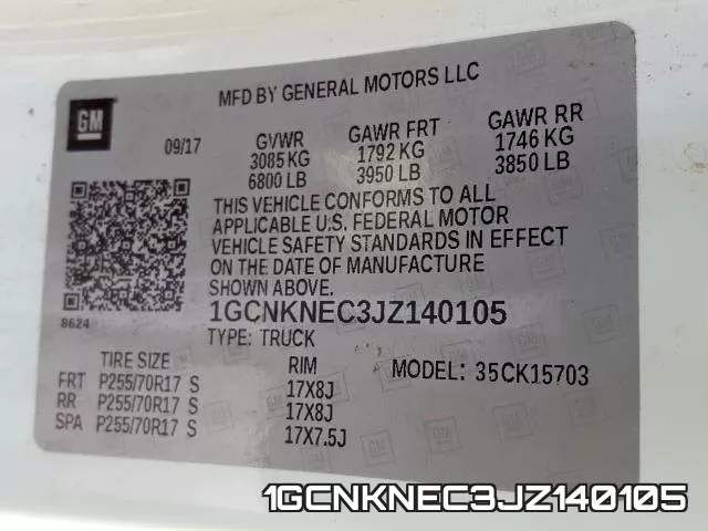 1GCNKNEC3JZ140105 фото 2