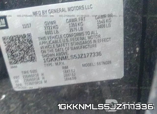 1GKKNMLS5JZ177336 фото 10