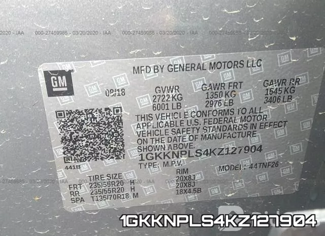 1GKKNPLS4KZ127904 фото 10