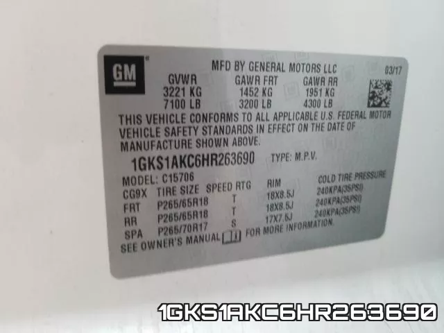 1GKS1AKC6HR263690 фото 2