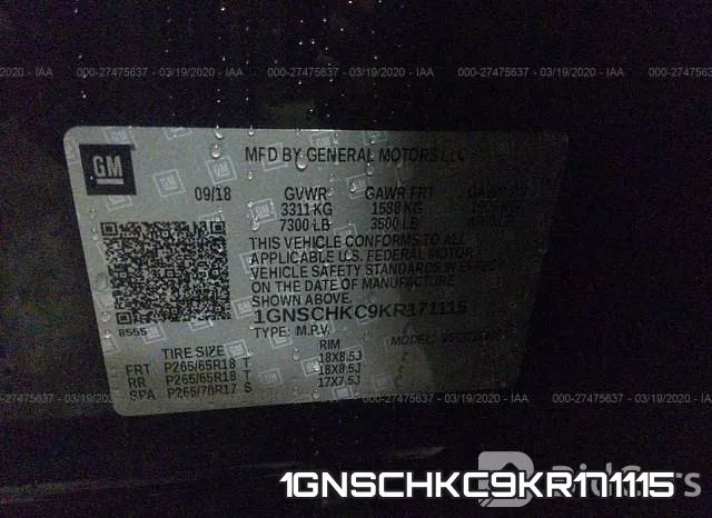 1GNSCHKC9KR171115 фото 10