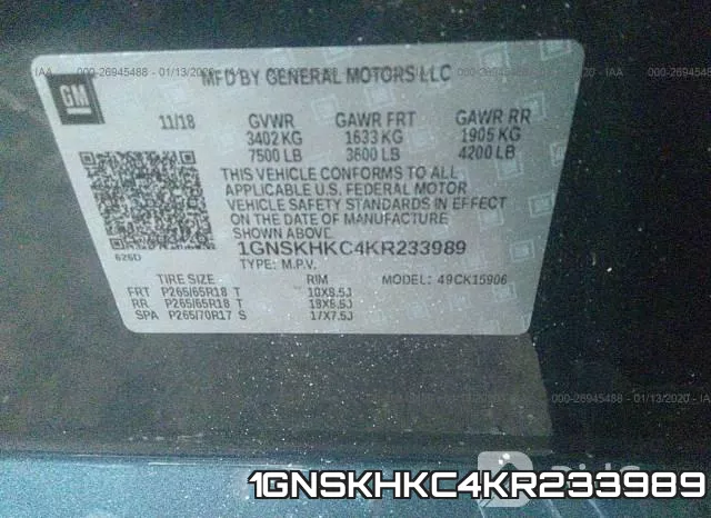 1GNSKHKC4KR233989 фото 10