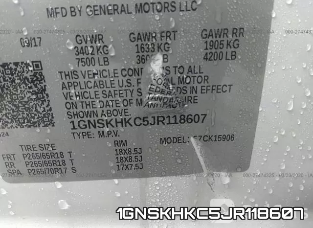 1GNSKHKC5JR118607 фото 10