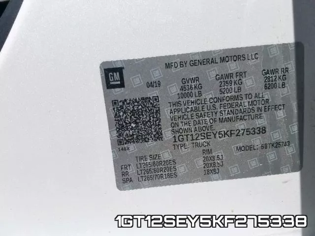1GT12SEY5KF275338 фото 2