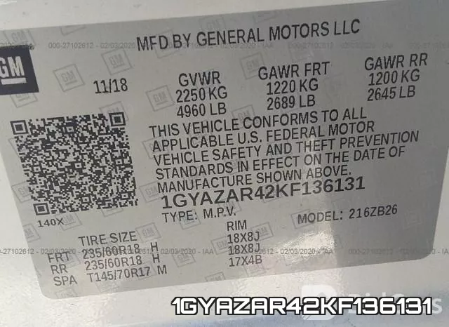 1GYAZAR42KF136131 фото 10