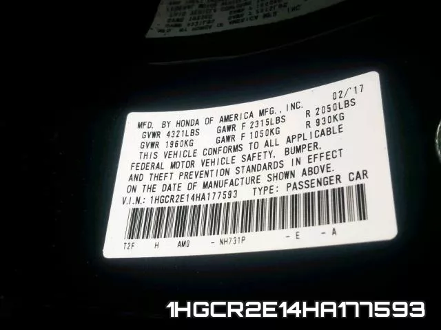 1HGCR2E14HA177593 фото 2