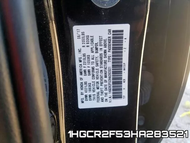 1HGCR2F53HA283521 фото 2