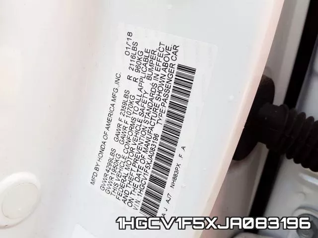 1HGCV1F5XJA083196 фото 2