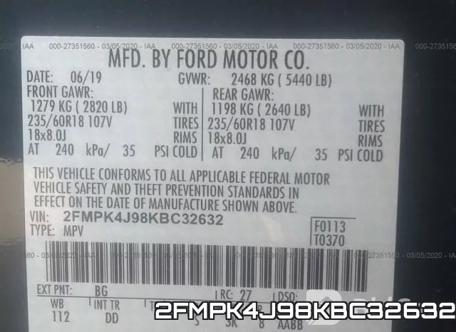 2FMPK4J98KBC32632 фото 10