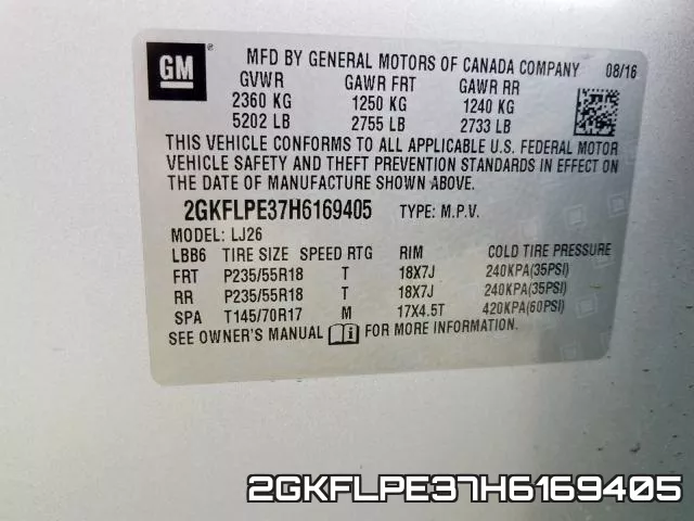2GKFLPE37H6169405 фото 2