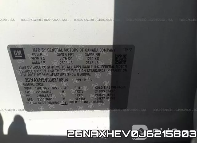 2GNAXHEV0J6215803 фото 10