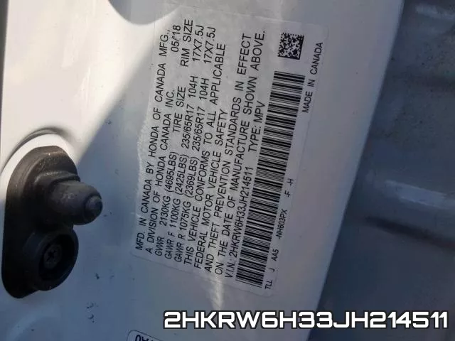 2HKRW6H33JH214511 фото 2