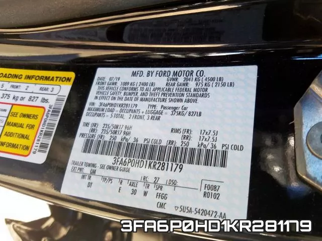 3FA6P0HD1KR281179 фото 2