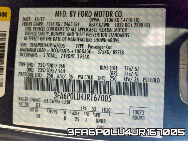 3FA6P0LU4JR167005 фото 2