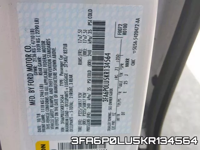 3FA6P0LU5KR134564 фото 2