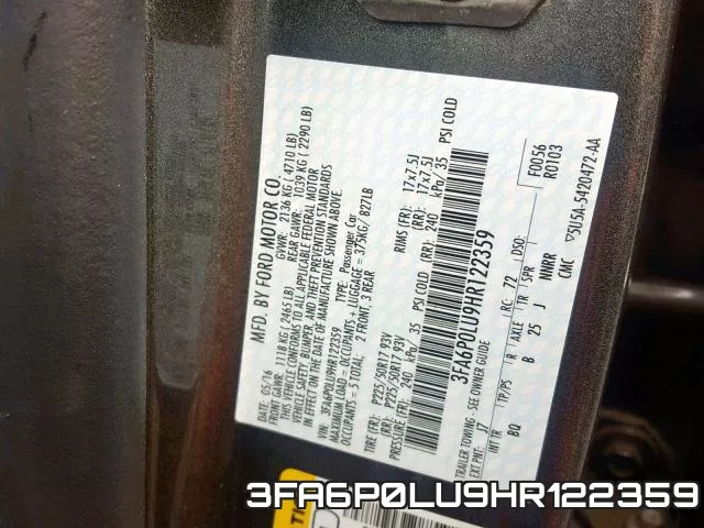 3FA6P0LU9HR122359 фото 2