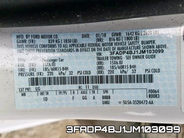 3FADP4BJ1JM103099 фото 2