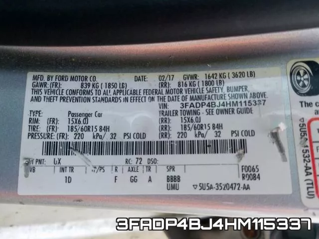 3FADP4BJ4HM115337 фото 2