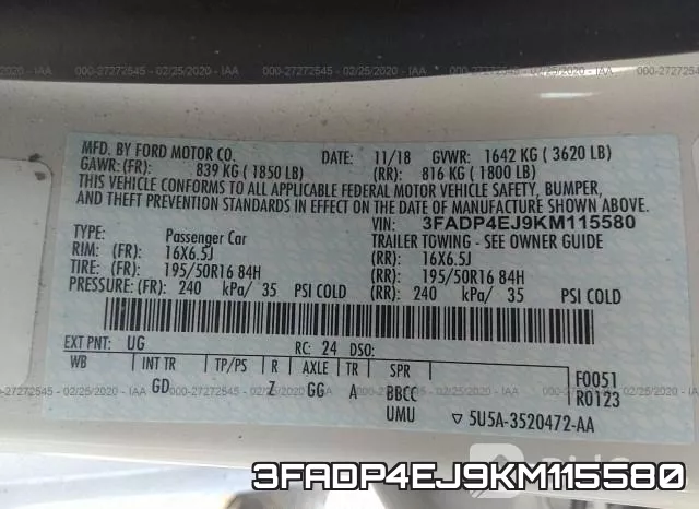 3FADP4EJ9KM115580 фото 10