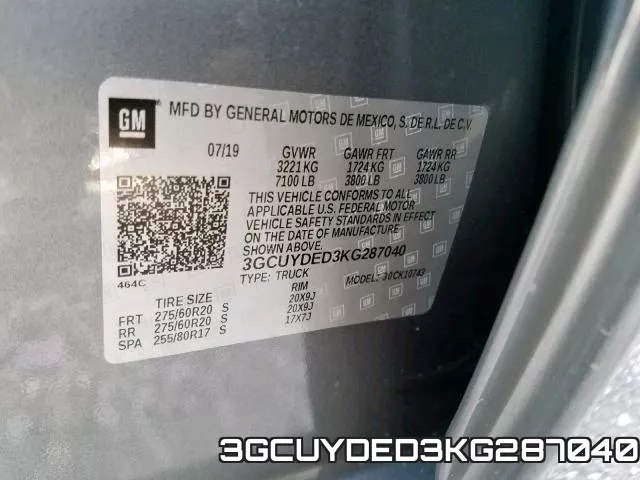 3GCUYDED3KG287040 фото 2