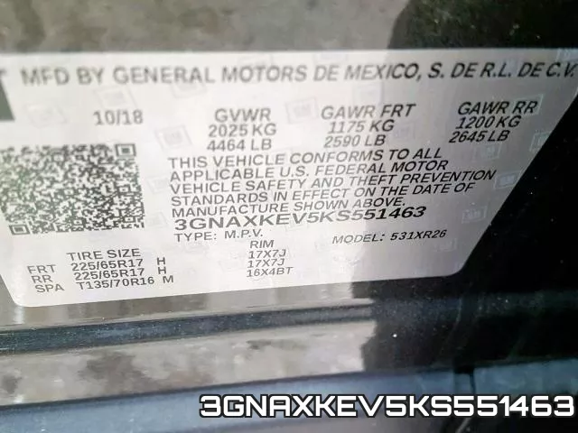 3GNAXKEV5KS551463 фото 2