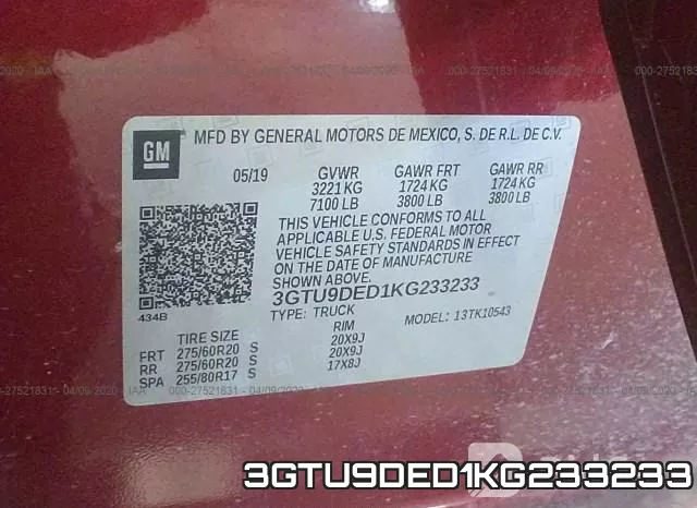 3GTU9DED1KG233233 фото 10