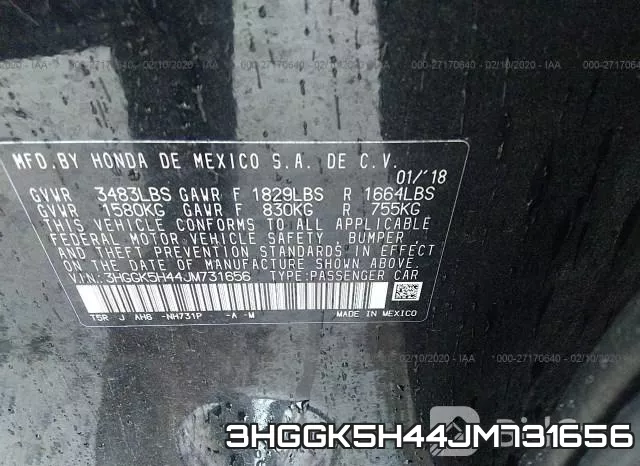 3HGGK5H44JM731656 фото 10