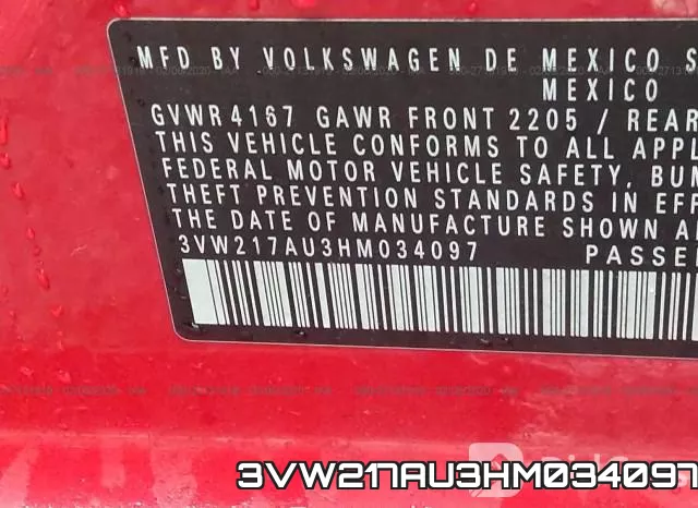 3VW217AU3HM034097 фото 10