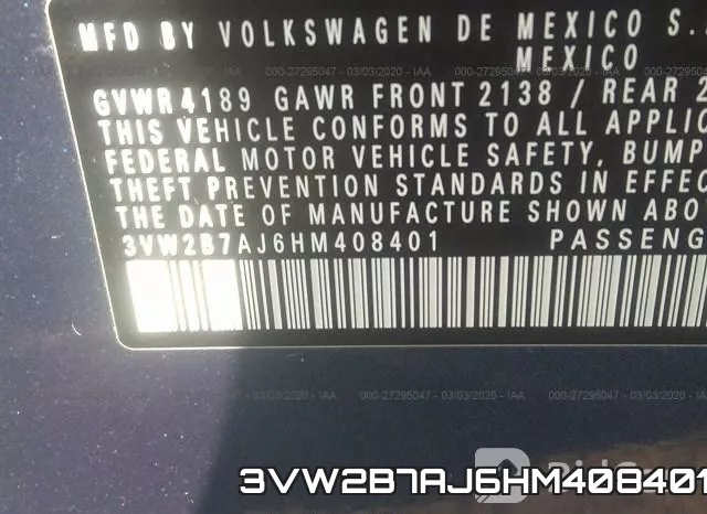 3VW2B7AJ6HM408401 фото 10