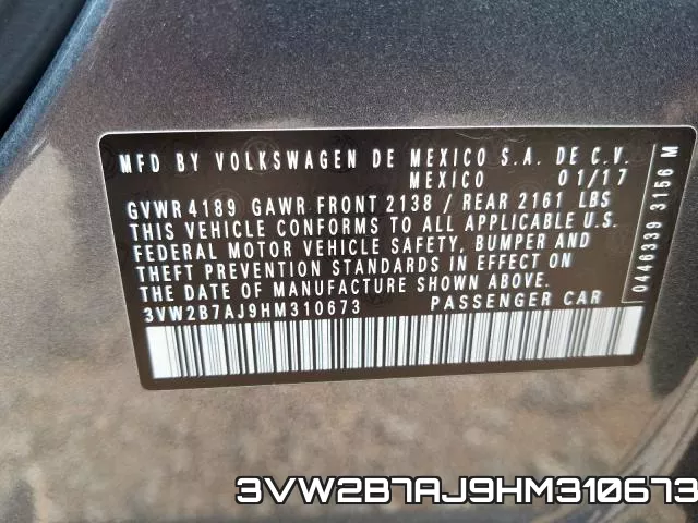 3VW2B7AJ9HM310673 фото 2