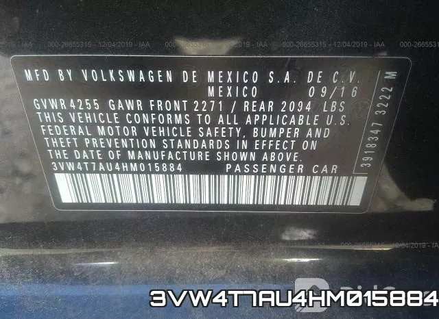 3VW4T7AU4HM015884 фото 10