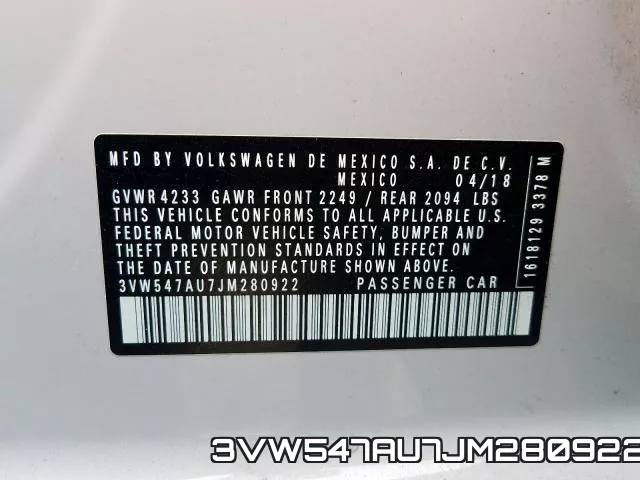 3VW547AU7JM280922 фото 2
