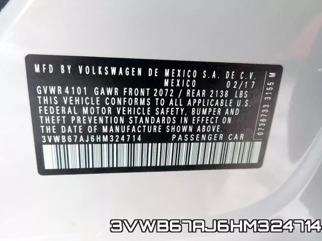 3VWB67AJ6HM324714 фото 2